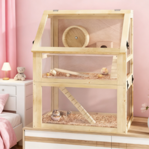 3 Tier Wooden Hamster Cage w/ Detachable Bottom, 24" x 16" x 29.5"