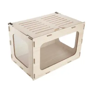Wooden Hamster Cage 23.8"x15.9"x15.9" 270° Viewing Hamster Habitat, Chewproof Small Animal Cage With Openable Top, Large Pet House Wood Enclosure For Syrian/Dwarf Hamsters, Guinea Pigs, Gerbils