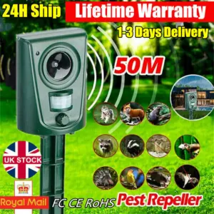 Battery Ultrasonic Garden Deterrent Repeller Animal Bird Cat Scarer Pest Fox Dog