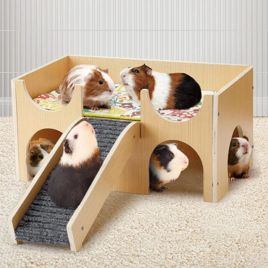 Wooden Guinea Pig House Hamster Hideout Toy