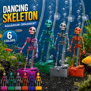3D Printed Dancing Skeleton Aquarium Ornament With Suction Cups & Air Tube, Bubble Powered Moving Skeleton Fish Tank Decoration, 6 Colors