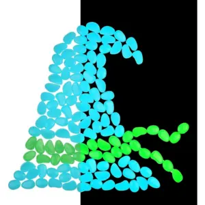 200 Glow-in-the-Dark Stones, Glowing Pebbles, Fluorescent Stones For Aquarium, Garden, And Birthday Decorations (Blue And Green) — Party Gift