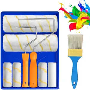 9in  Paint Roller Set With Tray Soft Sleeves Brush Decorating Painting Tool Kit UK