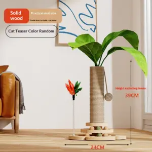 Cat Climbing Frame With Solid Wood Scratching Board, Durable Scratch-Resistant Cat Teaser Stick, Not Easy To Shed Debris, Cat Toy, Pet Supplies, Cross-Border Hot Seller