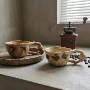 Retro Bird-patterned Handmade Coffee Cup