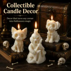 Skull Cat And Dog Aromatherapy Candle Spooky Rock N Roll Ghost Band Candle